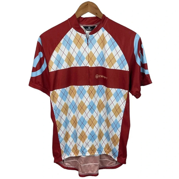 TS843 Mens CANARI Cycling Bike Argyle Zip Road Jersey L - Picture 3 of 6